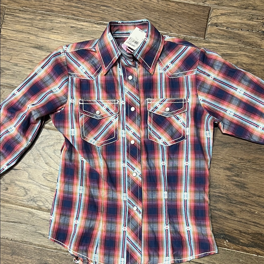 Kids Plaid Button-Down Shirt - Red and Blue and Purple